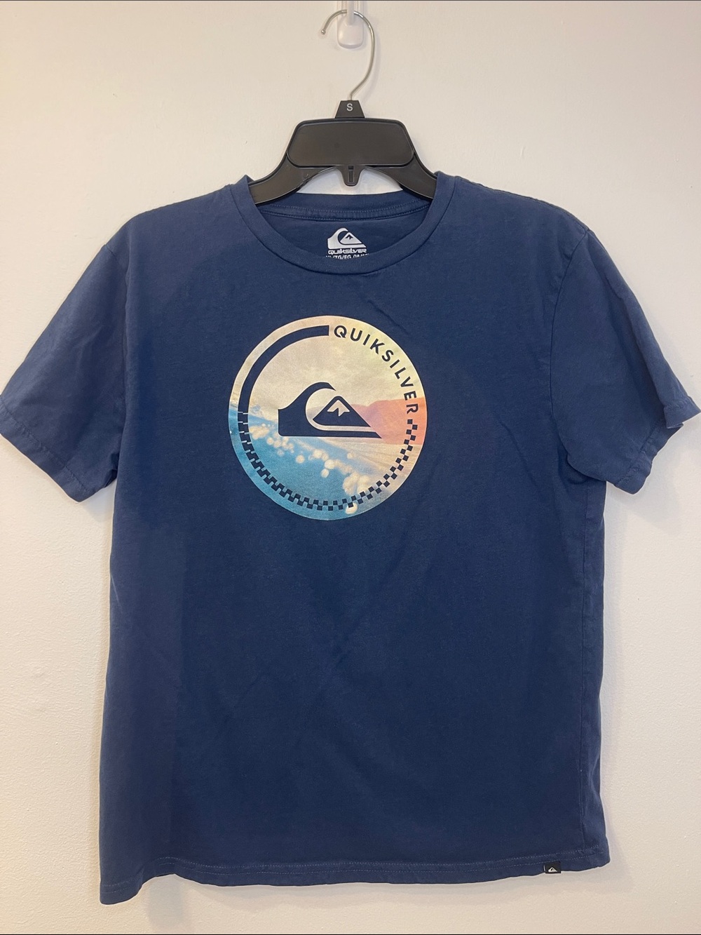 Quiksilver Navy Blue Surf Circle Graphic Tee Size XL 18/20